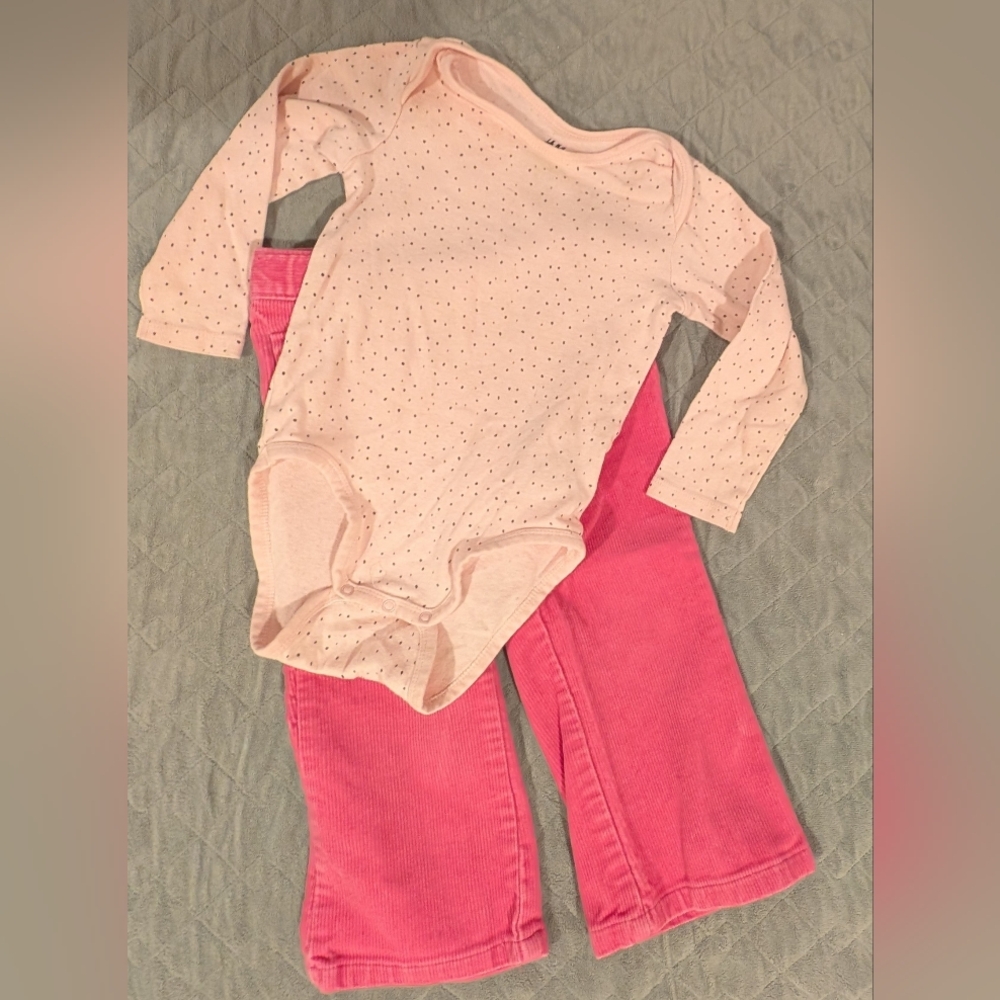 2T Pink Polka Dot Onesie and Pants Set